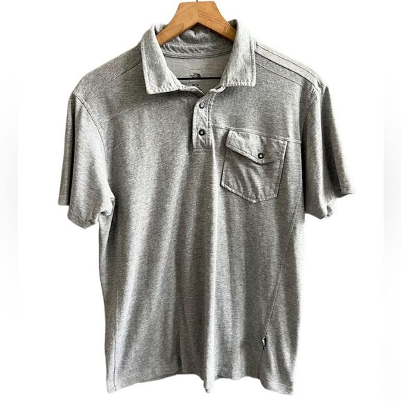 The North Face Snap Polo Short Sleeve Pocket Shirt Light Grey Size Medium - Picture 1 of 10